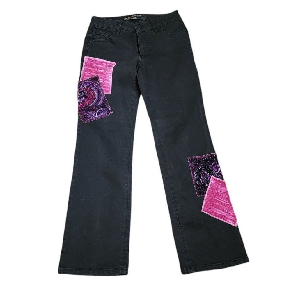 My Wonder Denim Bootcut Jeans Patches Womens 0 Petite Black
